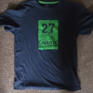 Lacoste Dark Blue Tee with Vibrant Green Print